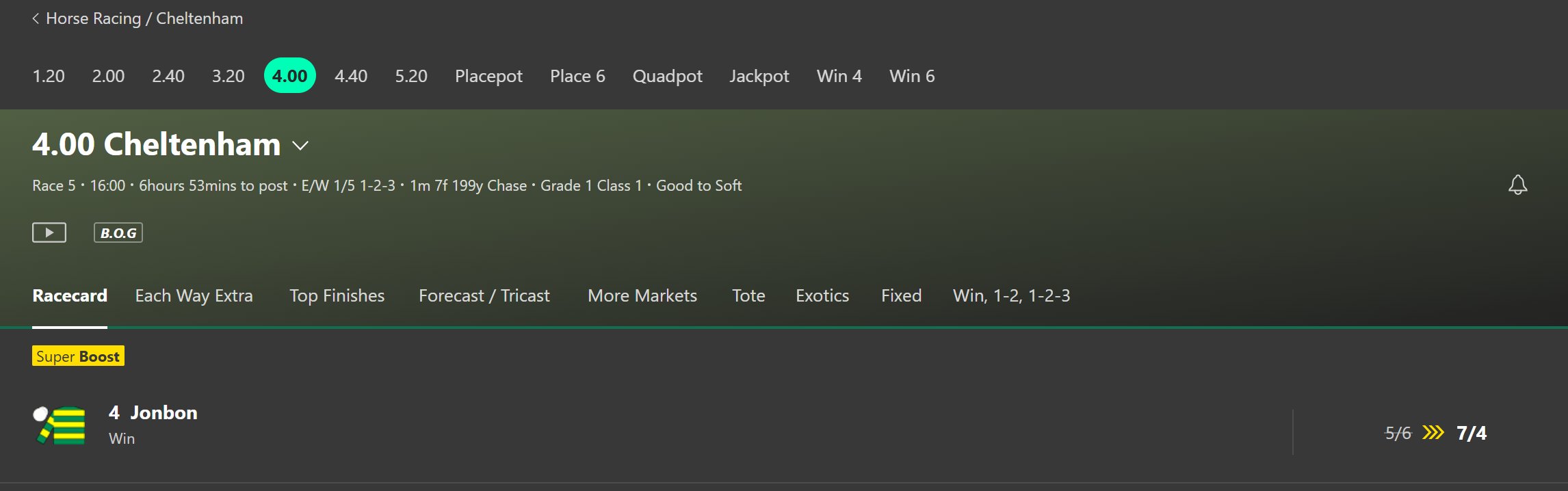 Jonbon super boost champion chase bet365